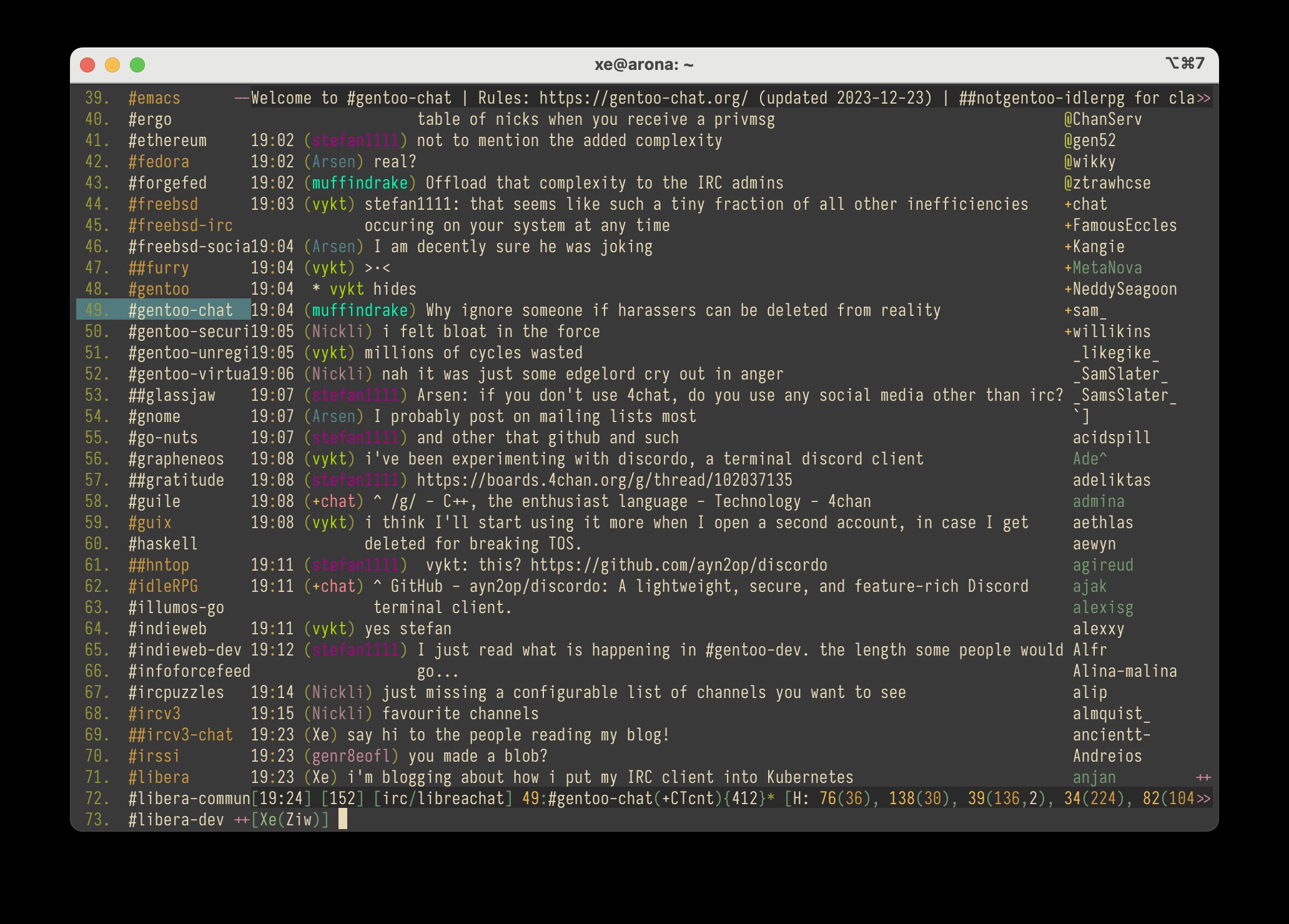 My IRC client runs on Kubernetes - Xe Iaso