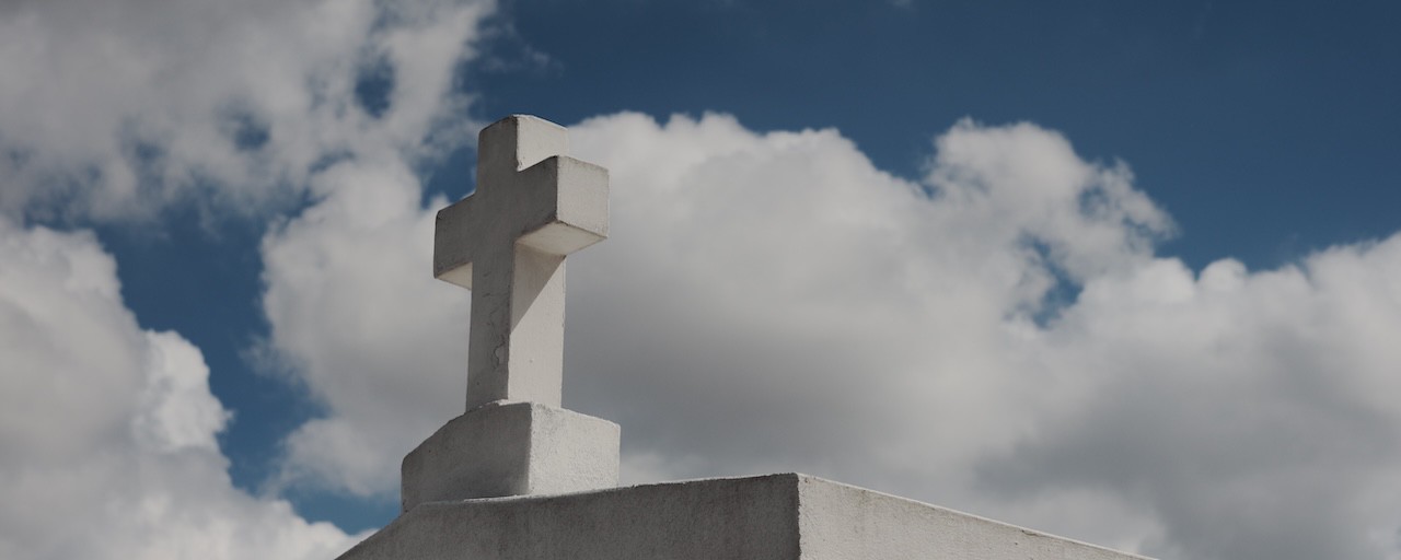 An image of The sky above one of the caveaus in New Orleans St. Louis Cemetery number 1.